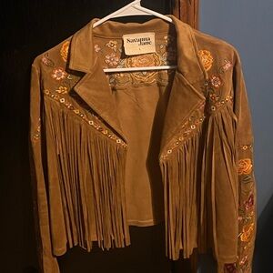 Savanna Jane Brown Embroidered Fringe Jacket